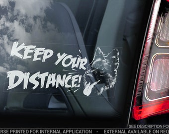 Keep Your Distance! - Car Window Sticker - German Shepherd on Board Alsatian K9 Dog Sign Decal - V23