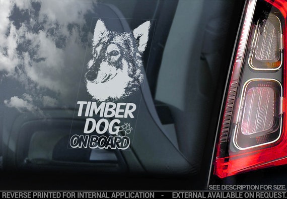 Timber Dog on Board - Car Window Sticker - Northern Inuit Wolfdog Sign Decal - V01