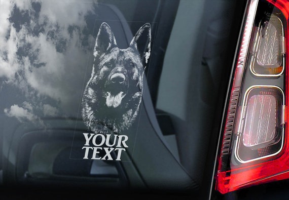 German Shepherd Car Sticker - YOUR PERSONALISED TEXT - Custom Dog Window Bumper Decal Sign - V7C