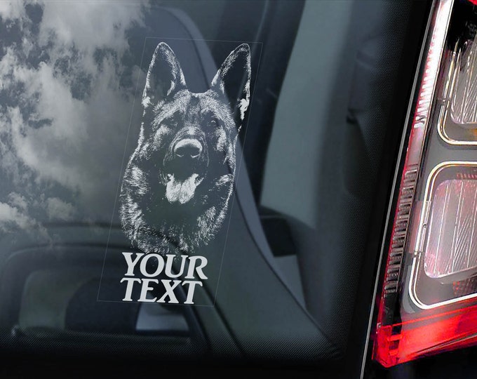 German Shepherd Car Sticker - YOUR PERSONALISED TEXT - Custom Dog Window Bumper Decal Sign - V7C