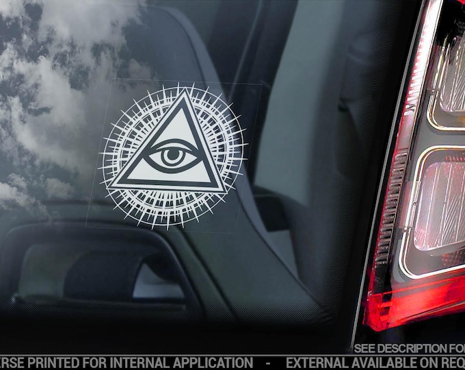 EYE OF PROVIDENCE Car Sticker - Masonic God Window Decal Logo Freemason Sign - Black or White - V01BW