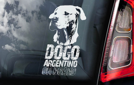 Dogo Argentino on Board - Car Window Sticker - Argentine Mastiff Sign Gift Decal - V03