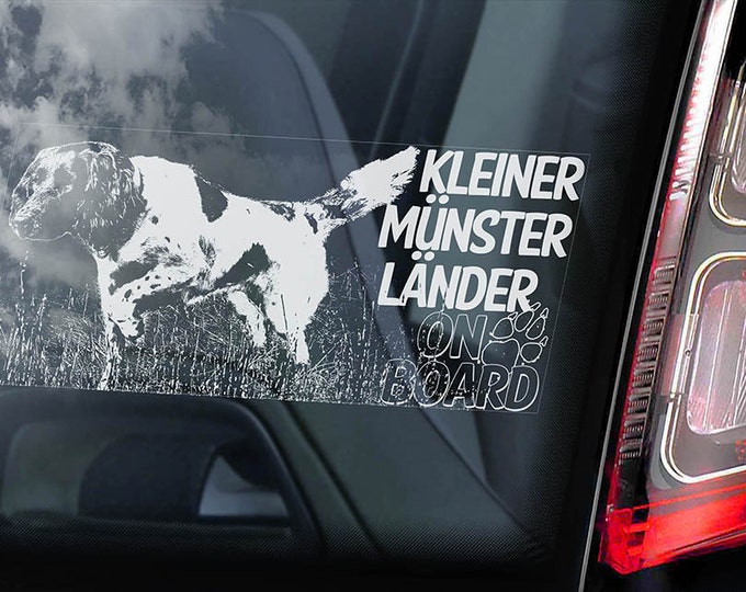 Kleiner Münsterländer on Board - Car Window Sticker - Small Munsterlander Vorstehhund Dog Sign Decal - V01