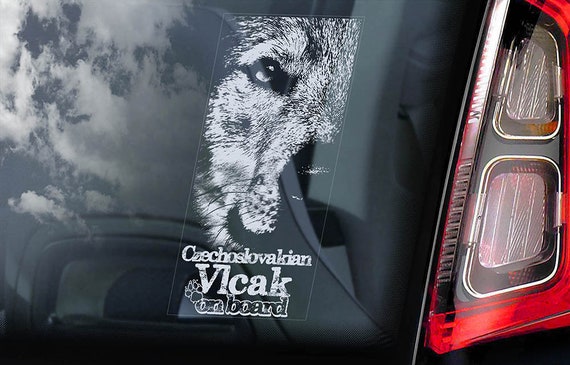 Czechoslovakian Vlcak on Board - Car Window Sticker - Wolfdog Cane Lupo Cecoslovacco Sign Decal - V04