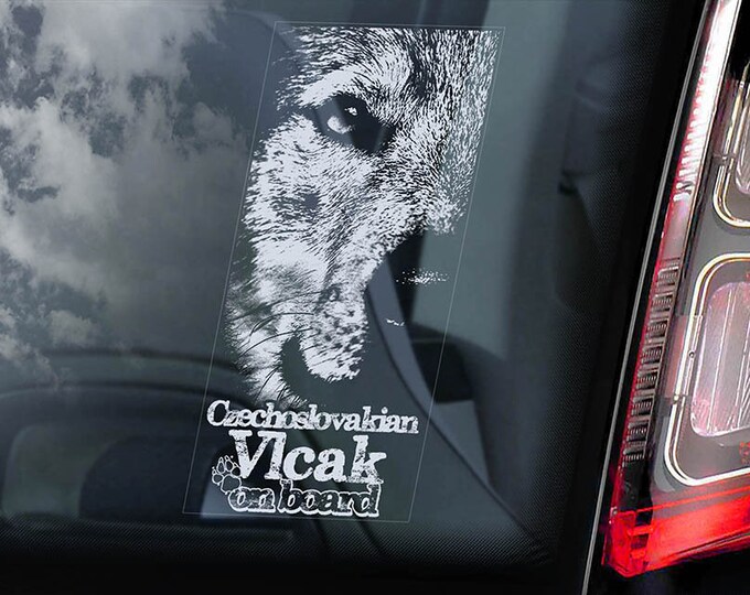 Czechoslovakian Vlcak on Board - Car Window Sticker - Wolfdog Cane Lupo Cecoslovacco Sign Decal - V04