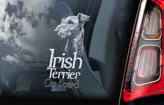 Irish Terrier on Board  - Car Window Sticker - Dog Sign Decal - V02