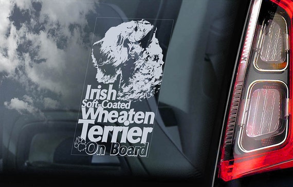 Irish Soft-Coated Wheaten Terrier on Board  - Car Window Sticker - Dog Sign Decal  -V02