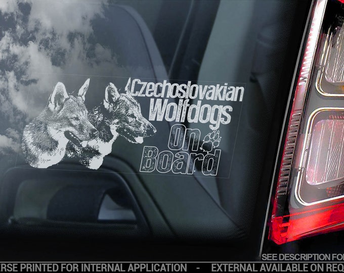 Czechoslovakian Wolfdogs on Board - Car Window Sticker - Vlcak Cane Lupo Cecoslovacco Sign Decal - V22