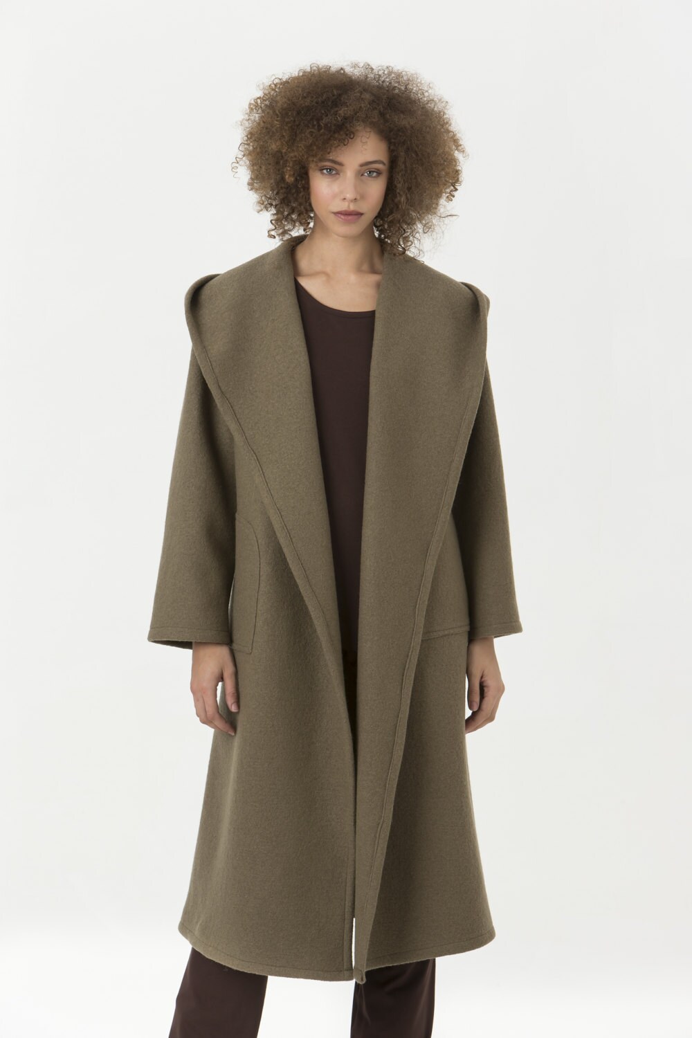 boiled wool wrap coat