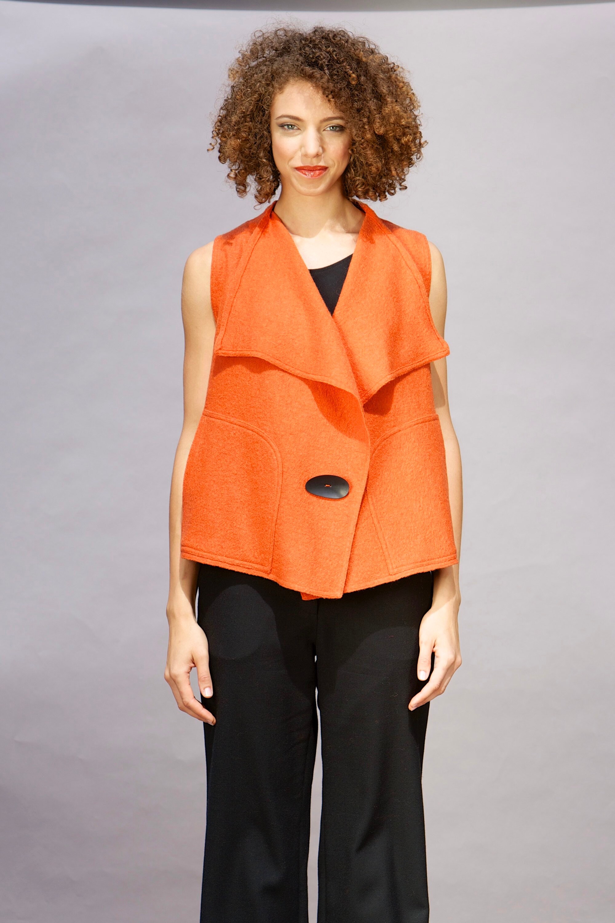 Image of Gilet in Orange Pure Boiled Wool
