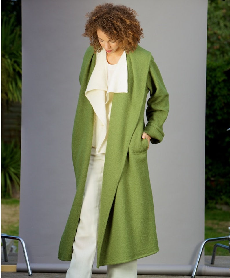 Womens Long Boiled Wool Coat Dark Red Carmen Coat Etsy