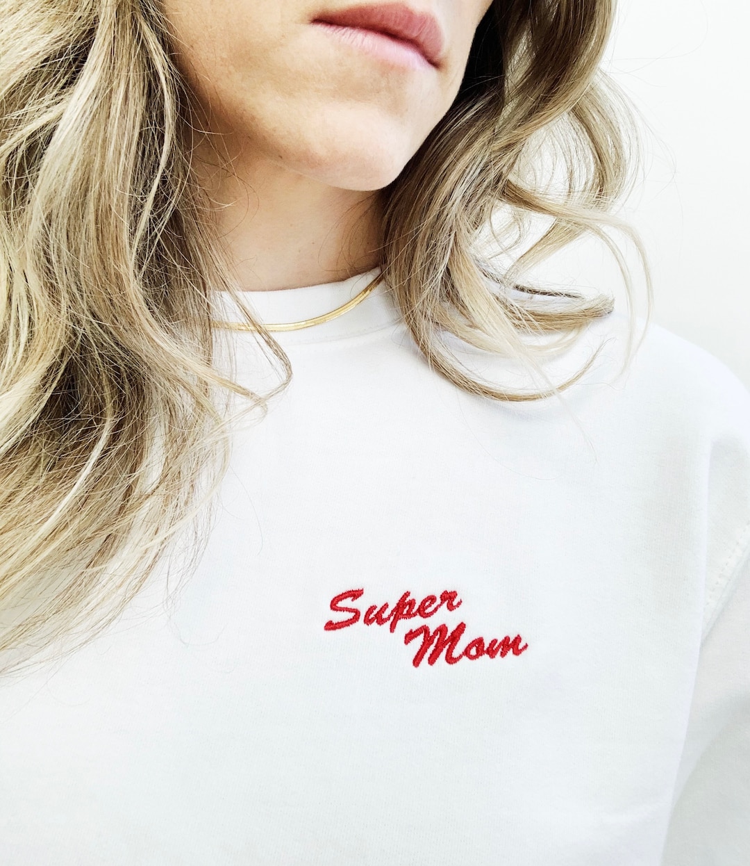 Super Mom Embroidered Crewneck Sweatshirt
