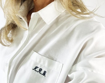 Oversized Initial Button Down, Monogram Button Down, Bridal Gift, Personalized Button Down, Wedding Day Gift, Bridesmaids Gift