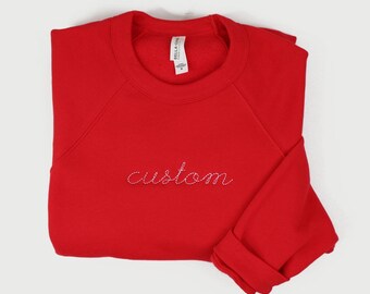 Custom Raglan Sweatshirt, Personalized Sweatshirt, Embroidery, Hand Stitching