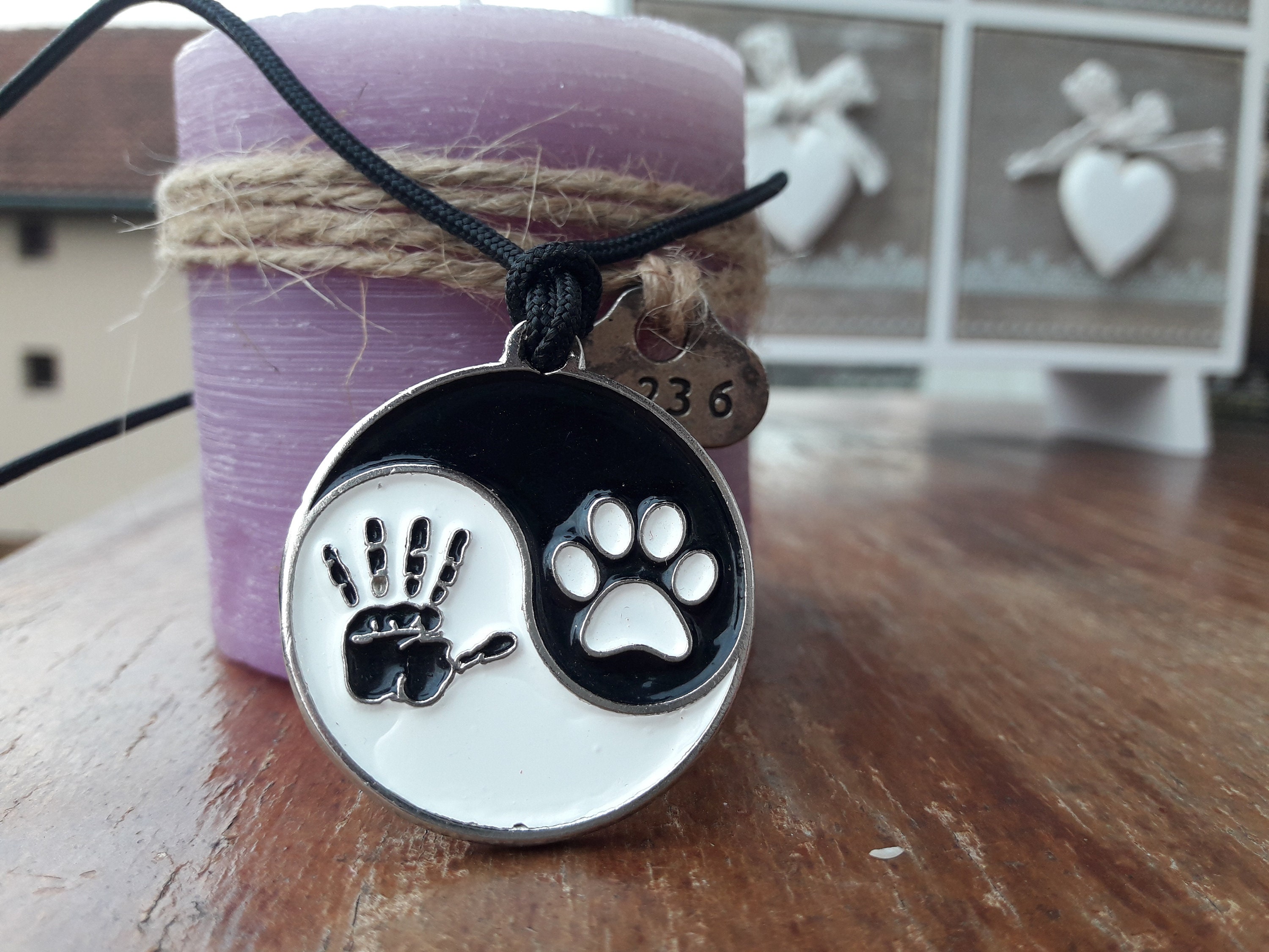 Yin Yang Human Hand and Pet Foot Necklace,yin Yang Animal Lover ...