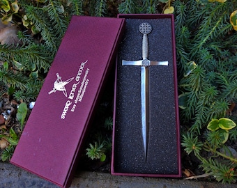 Vintage medieval sword letter opener with Jerusalem cross,Jerusalem cross sword envelope opener,Five-fold christian cross sword for envelope