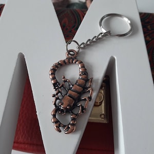 Scorpion necklace pendant keychain,Zodiac scorpion horoscope jewelry,Scorpion animal lover jewelry,Rustic Gold scorpion unisex keychain