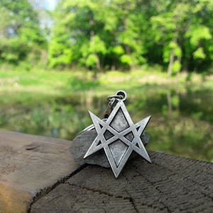 Unicursal Hexagram necklace of Thelema necklace,Hexagram necklace witchcraft jewelry,occult torvenius necklace,Aleister Crowley&#39;s Hexagram