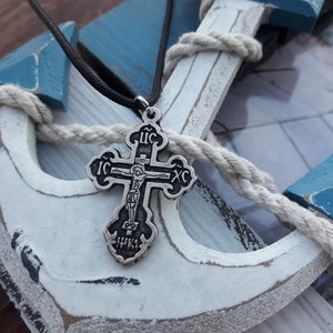Jesus Christ crucified cross necklace,IC XC,NIKA orthodox cross,Orthodox Serbian Patriarchal church cross jewelry,Eastern Orthodox Church
