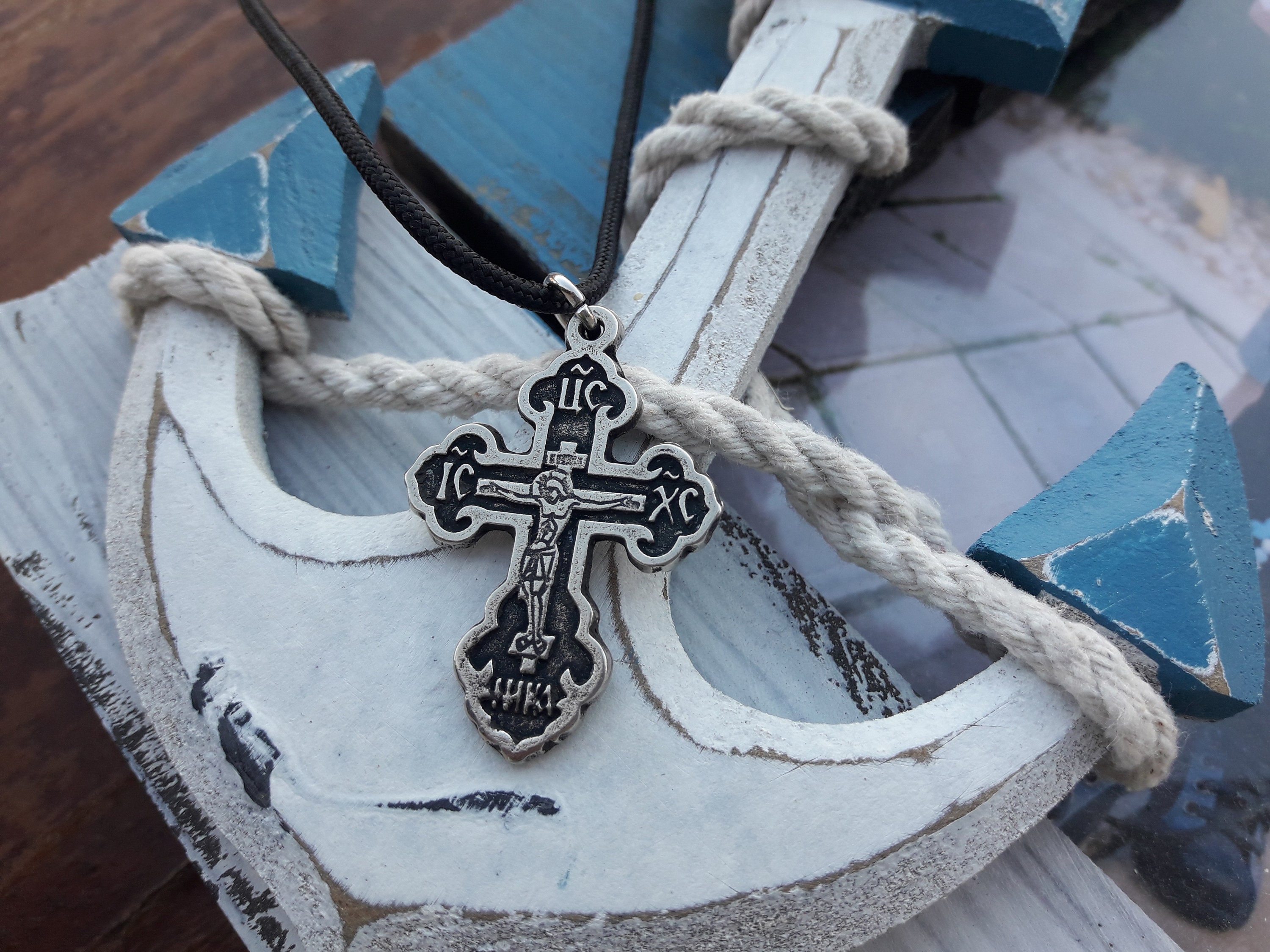 Jesus Christ Crucified Cross Necklace,ic XC,NIKA Orthodox Cross