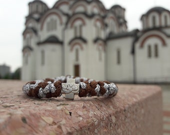 Brojanica Komboskini with two Colors brown and silver braid cord,Greek Orthodox Prayer Rope,Misbaha,chotki prayer bracelet,orthodox bracelet