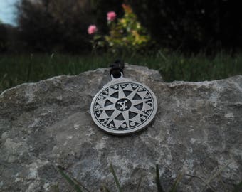 Talisman for safety in travel necklace,Star of Hermes Talisman For Safety in Travel keychain,Black Pullet Pentacle necklace keychain,Solomon