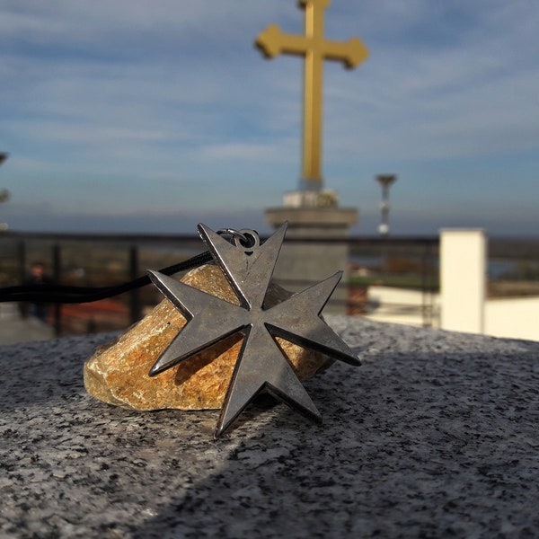 Maltese Cross  necklace pendant,Malta Cross jewelry,Knights Hospitaller cross,Catholic military cross,Order of Saint John jewelry,templar