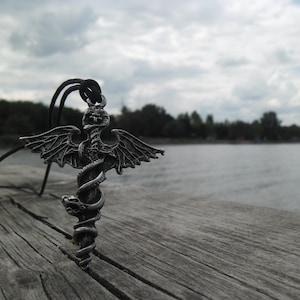 Hermes Caduceus Necklace keychain,Greek symbol of medicine necklace keychain,Hermes Olympian god in Greek charm,Greek mythology keychain