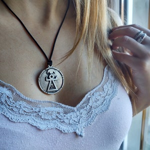 Punic and Phoenician goddess Tanit symbol necklace,Lucky protective talisman sign of Tanit,Tanit goddess symbol of fertility jewelry pendant image 2