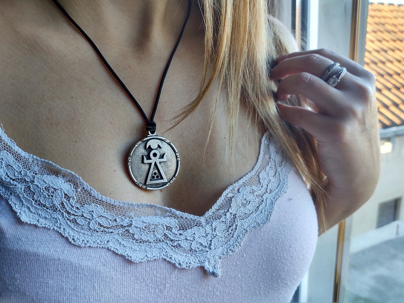 Punic and Phoenician goddess Tanit symbol necklace,Lucky protective talisman sign of Tanit,Tanit goddess symbol of fertility jewelry pendant image 2