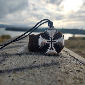 Reversible Stainless Steel Cross Necklace with Walnut Wood by STEEL REVOLT™