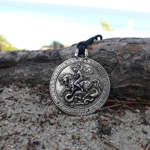 Saint George and the dragon necklace pendant,Orthodox christians jewelry,Orthodox Russian Serbian icon,Religious Necklace,Djurdjevdan slava