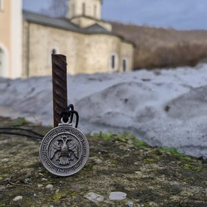 Byzantinerreich Doppeladlerhalskette Griechenland Amulett, byzantinischer Griechenland-Kaiserwappenadler, östliches Griechenland-Christentum