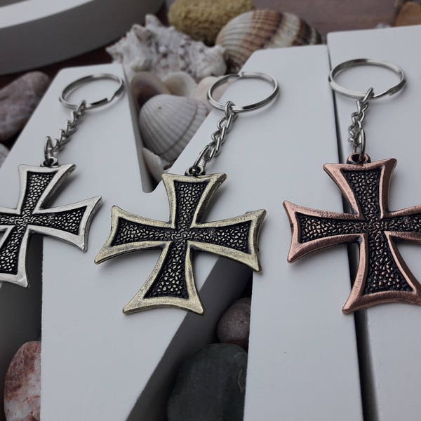Templar Cross necklace and keychain,Cross Pattee Templar knights Cross,German Iron Cross military medal order necklace keychain,Prussian