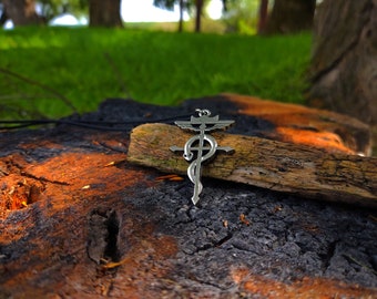 Nicolas Flamel alchemy symbol pendant,alchemy Caduceus necklace jewelry,Nicolas Flamel cross alchemy snake Caduceus symbol,Philosopher Stone