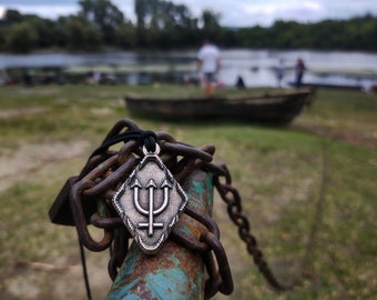 Neptuns Dreizack Glyph Astrologisches Symbol Halskette Schlüsselanhänger, Astrologie Zeichen Amulett, Sternzeichen Schmuck, Planetare Neptun Glyph Amulett Halskette