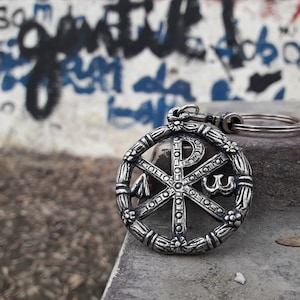 Chi Rho Monograma de joyería de Cristo, monograma cristiano de Jesucristo. Collar de cristograma, Cruz de Constantino, Cruz Alfa y Omega Chi-Rho