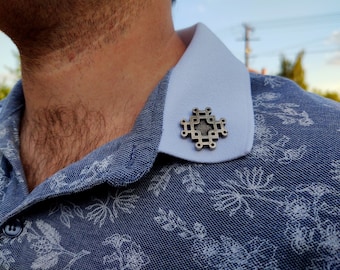 Insignia de pin de la Cruz de Veljusa de Macedonia, insignia de pin de la Iglesia Ortodoxa, cruz del Monasterio de Veljusa de Macedonia, muy rara y única, estilo bizantino