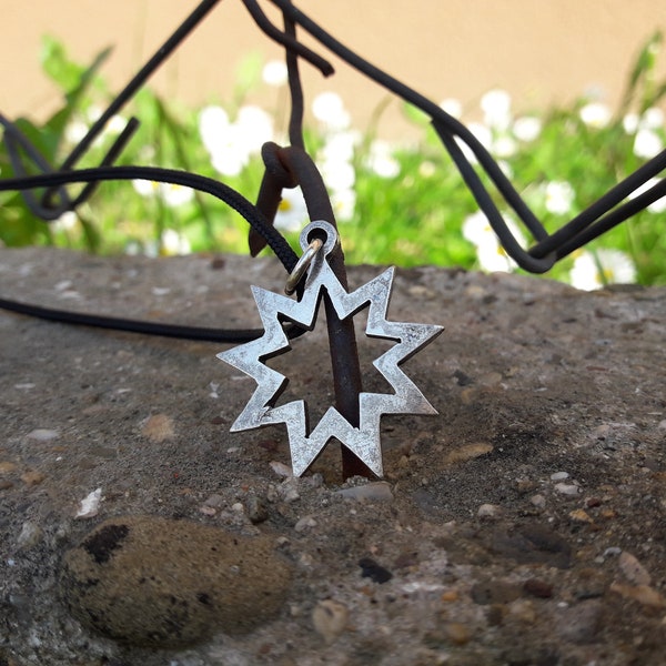 Pendentif collier Bahai Star à neuf branches, bijoux symbole de la foi bahá'íe, cadeau Bahai de bijoux de Haïfa, bijoux étoiles de la foi bahá'íe, religion Bábí