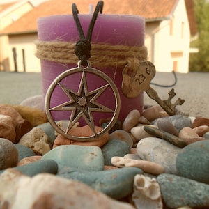Septegram Septagram Heptagram necklace and keychain,Seven-Pointed Star,Astrological Planets,Christianity,pagan religions,star polygon charm