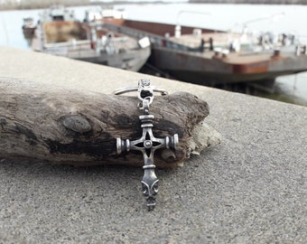Fenrir Icelandic Wolf cross pendant,Thor&#39;s Hammer cross Necklace,Icelandic Pagan cross necklace,Thor’s Hammers Disguised as Crucifixes