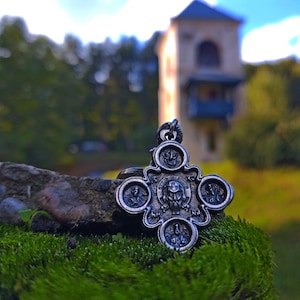 Christian Cross Greek Russian Orthodox Pendant with Jesus Christ Saviour and Saints,ICXC,NIKA,Jesus Christ Pantocrator,Orthodox churc cross