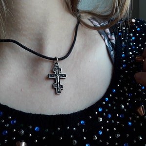 Petit collier croix orthodoxe russe vintage discret, crucifix chrétien Jésus, croix russe, croix grecque, croix serbe, croix patriarcale