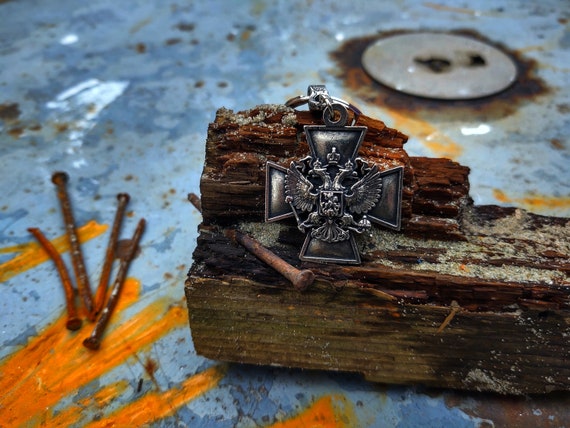 Russian Cross With Coat of Arms Pendant,imperial Double-headed