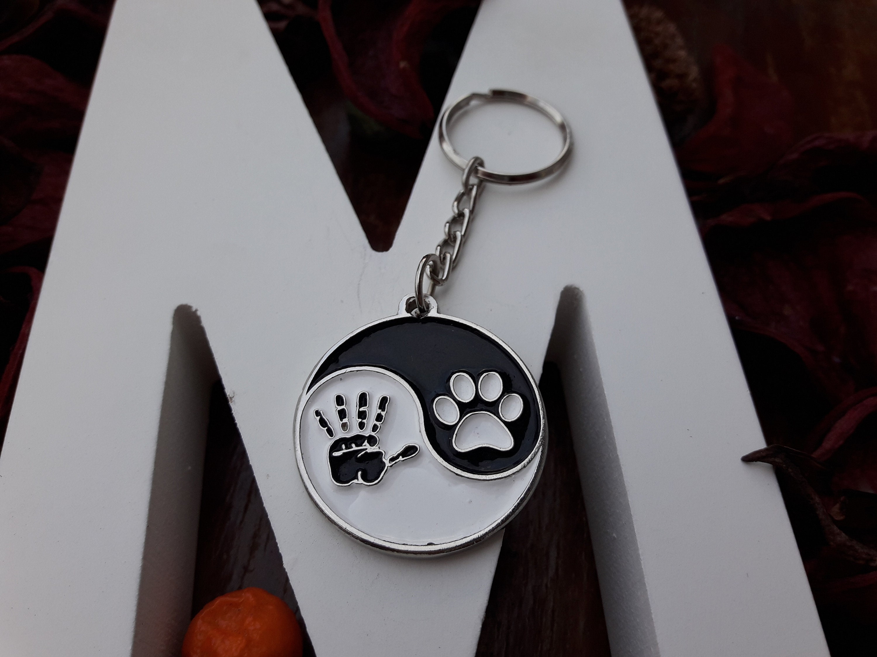 Yin Yang Human Hand and Pet Foot Necklace,yin Yang Animal Lover ...