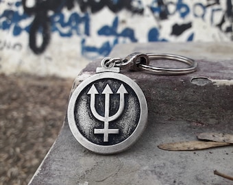 Neptuns Dreizack Glyph Astrologisches Symbol Halskette Schlüsselanhänger, Astrologie Zeichen Amulett, Sternzeichen Schmuck, Planetare Neptun Glyph Amulett Halskette