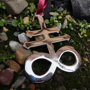 BIG Leviathan Cross Anhänger oder Wandhalter, satanisches Symbol, dämonisches Siegel des Luziferzeichens, alchemistisches Element Schwefel, Satans Kreuz, okkultes Symbol