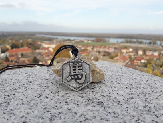 Chinese zodiac Horse kanji horoscope necklace pendant,Asian Horoscope Necklace,Chinese Horse zodiac jewelry,Zodiac  Mandarin,One year zodiac