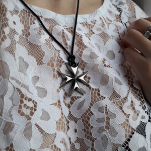 Maltese Cross necklace pendant,Malta Cross jewelry,Knights Hospitaller cross,Catholic military cross,Order of Saint John jewelry,Cross patée