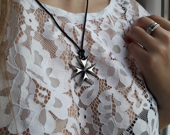 Maltese Cross necklace pendant,Malta Cross jewelry,Knights Hospitaller cross,Catholic military cross,Order of Saint John jewelry,Cross patée